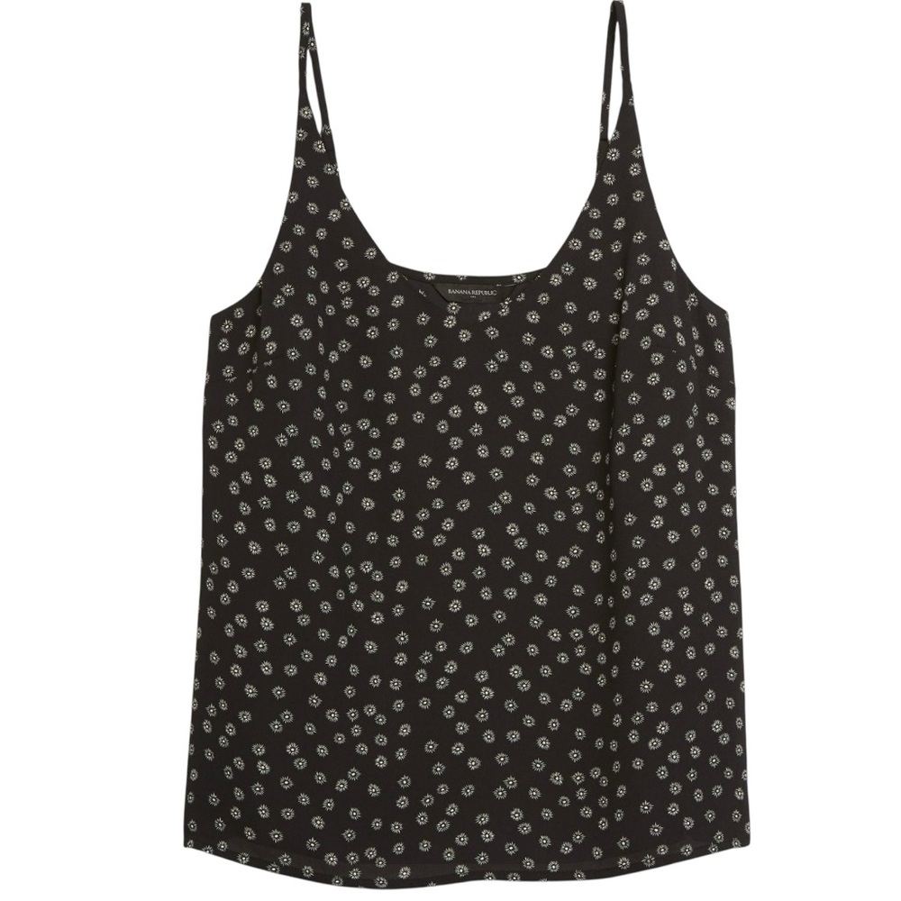 Banana Republic Women's Make a Wish Black Floral Cami Tank Top Size M